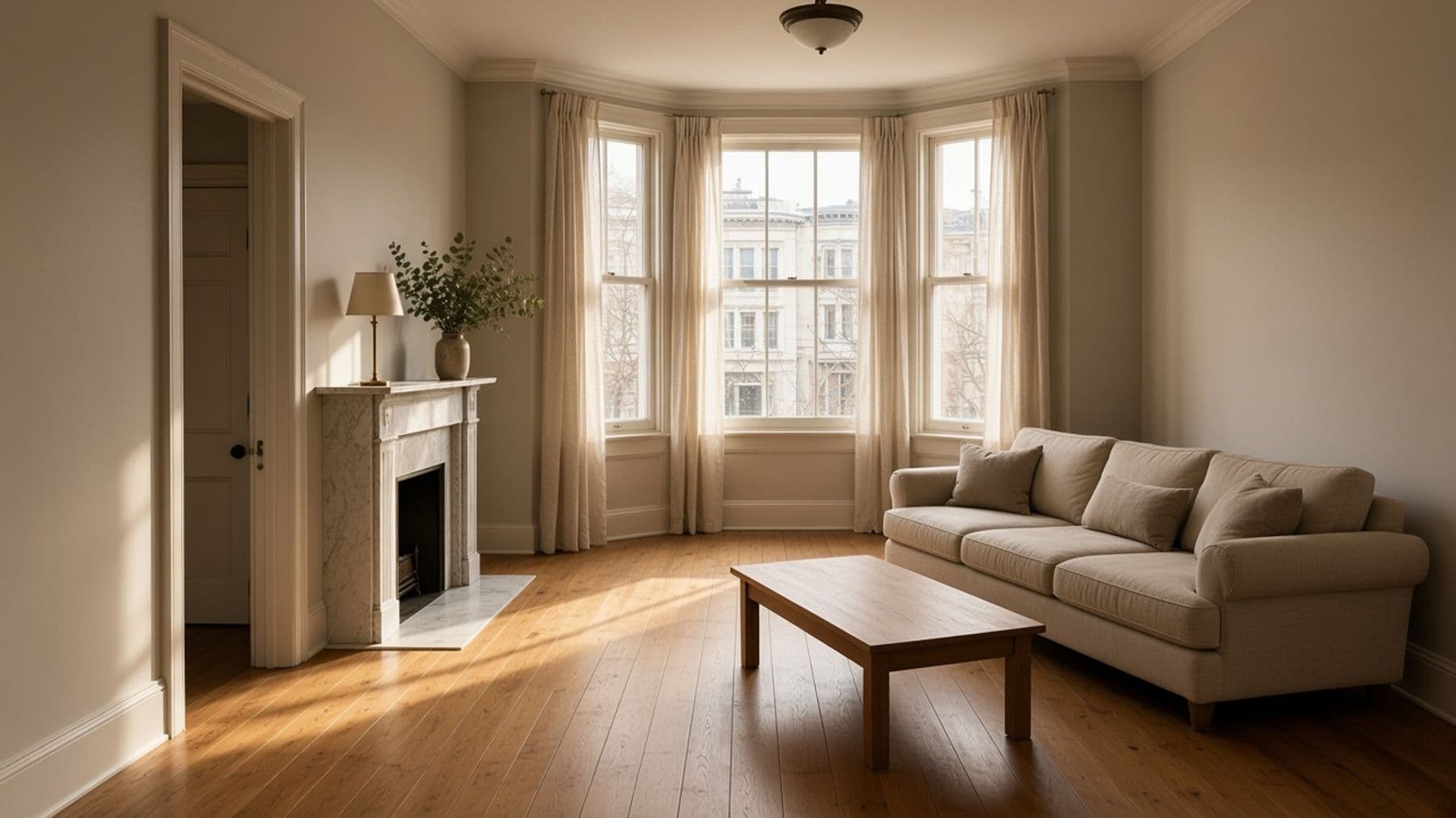 AI staging concept of the same living room