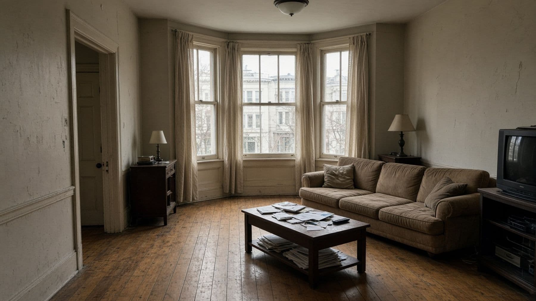 Walkthrough of a tired Victorian living room